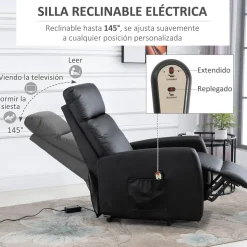 Sillón Glow Homcom elevable respaldo reclinable 105x67x95 cm