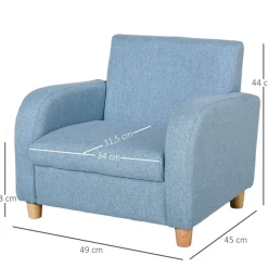 Sillón infantil Homcom +3A lino azul 44x49x45 cm