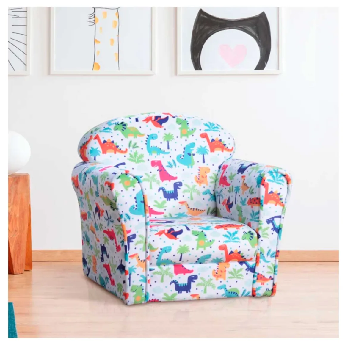 Sillón infantil Homcom dinosaurios 45kg +3A multicolor 44x50x39 cm
