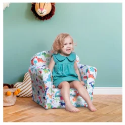 Sillón infantil Homcom dinosaurios 45kg +3A multicolor 44x50x39 cm