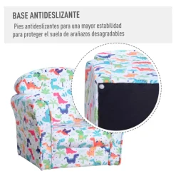 Sillón infantil Homcom dinosaurios 45kg +3A multicolor 44x50x39 cm