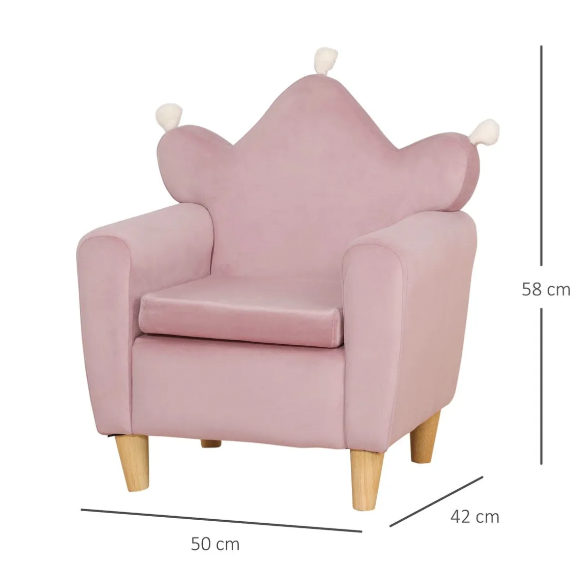 Sillón infantil Mandy Homcom diseño mini +3A rosa 58x50x42 cm