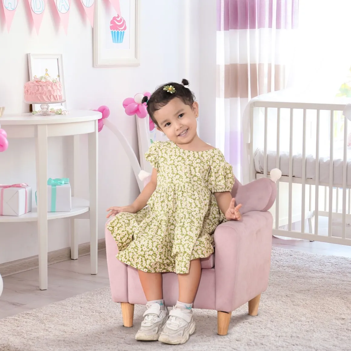 Sillón infantil Mandy Homcom diseño mini +3A rosa 58x50x42 cm