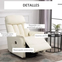 Sillón levantapersonas Medellín Homcom mando a distancia crema 104x80x94 cm