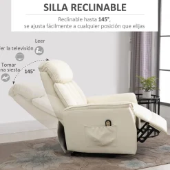 Sillón levantapersonas Medellín Homcom mando a distancia crema 104x80x94 cm