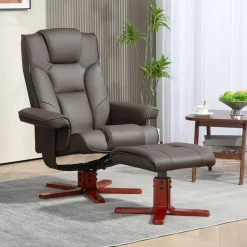 Sillón Luna Homcom reclinable + reposapiés marrón 105x83x78 cm