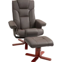 Sillón Luna Homcom reclinable + reposapiés marrón 105x83x78 cm