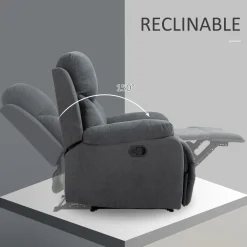 Sillón Olite Homcom reclinable extra acolchado gris 105,5x97x96 cm