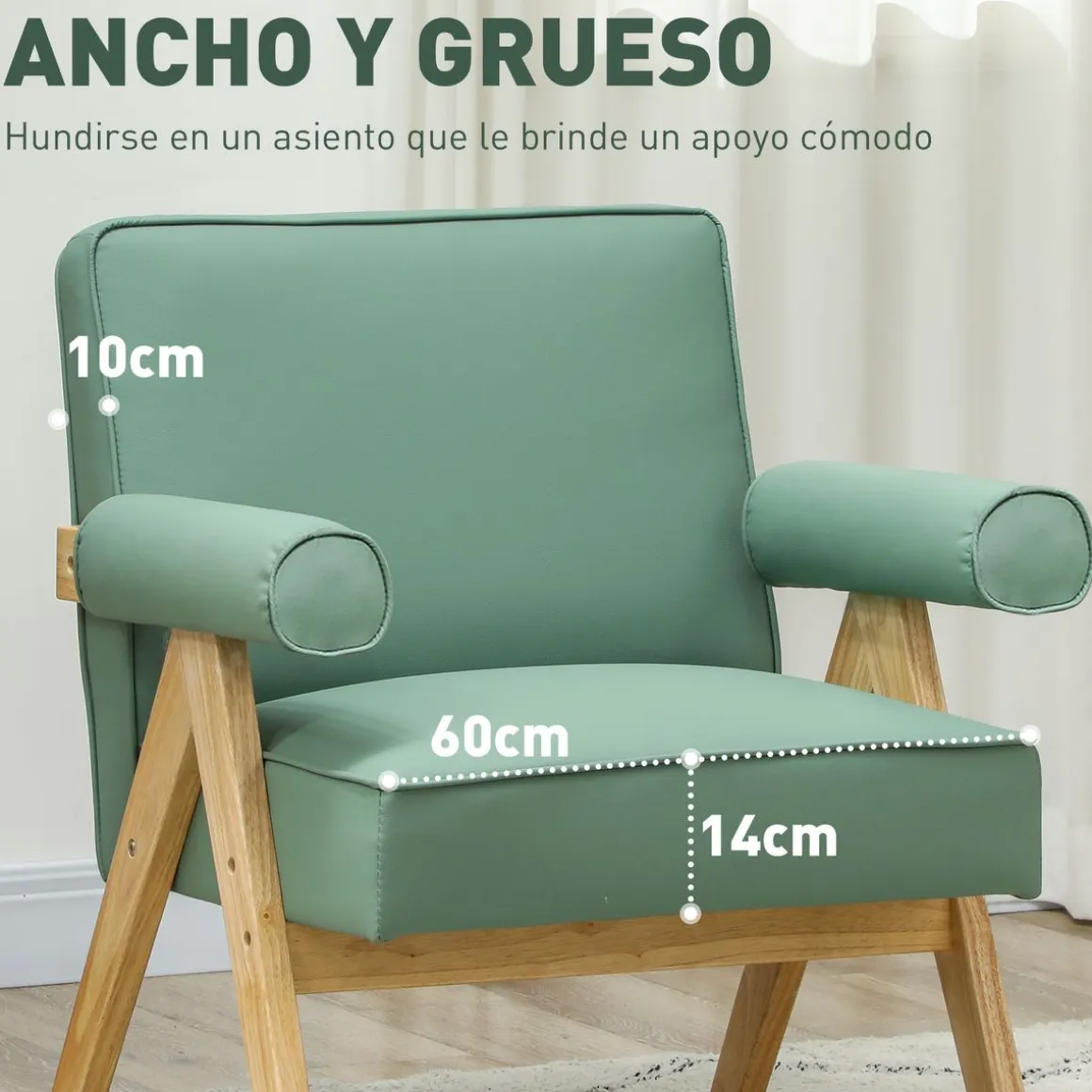Sillón Penélope Homcom acolchado con reposabrazos 80x73x70 cm