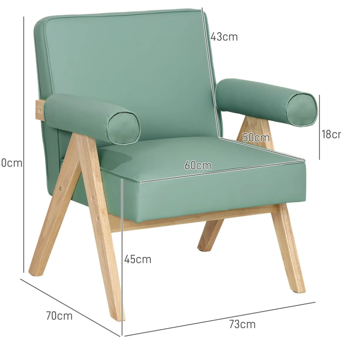 Sillón Penélope Homcom acolchado con reposabrazos 80x73x70 cm