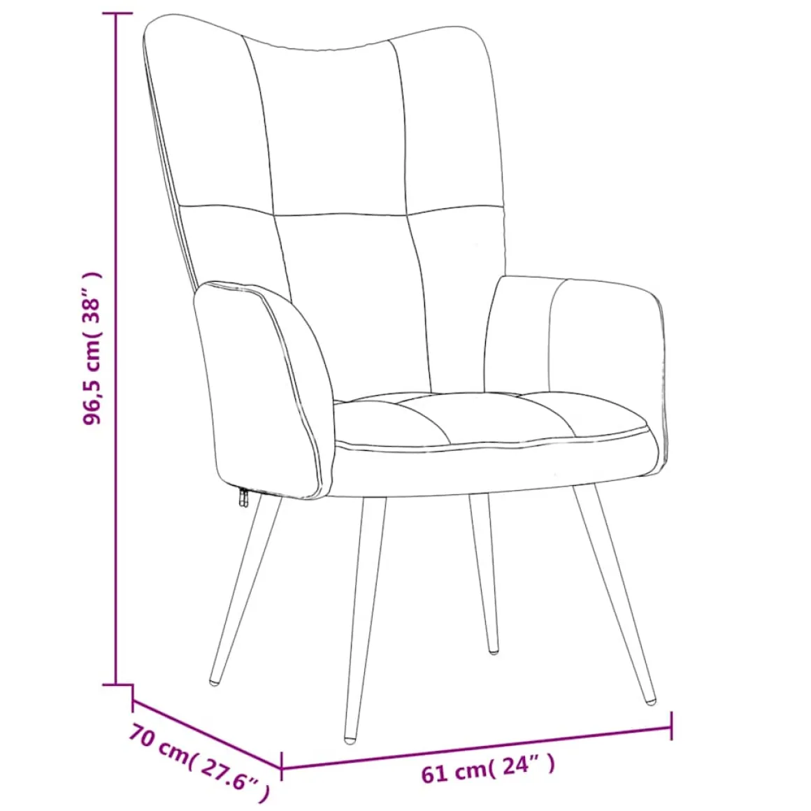Sillón Polks respaldo alto con reposabrazos 96,5x61x70 cm