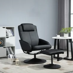 Sillón reclinable Ametrino Homcom con reposapiés negro 101x71x78 cm