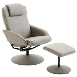 Sillón reclinable Homcom con reposapiés polipiel gris 98x67x78 cm