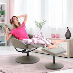 Sillón reclinable Homcom con reposapiés polipiel gris 98x67x78 cm