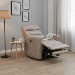 Sillón relax Cancún eléctrica reclinable tapizado Nolia marrón claro 103x78x93 cm