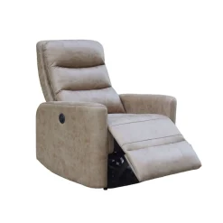 Sillón relax Cancún eléctrica reclinable tapizado Nolia marrón claro 103x78x93 cm