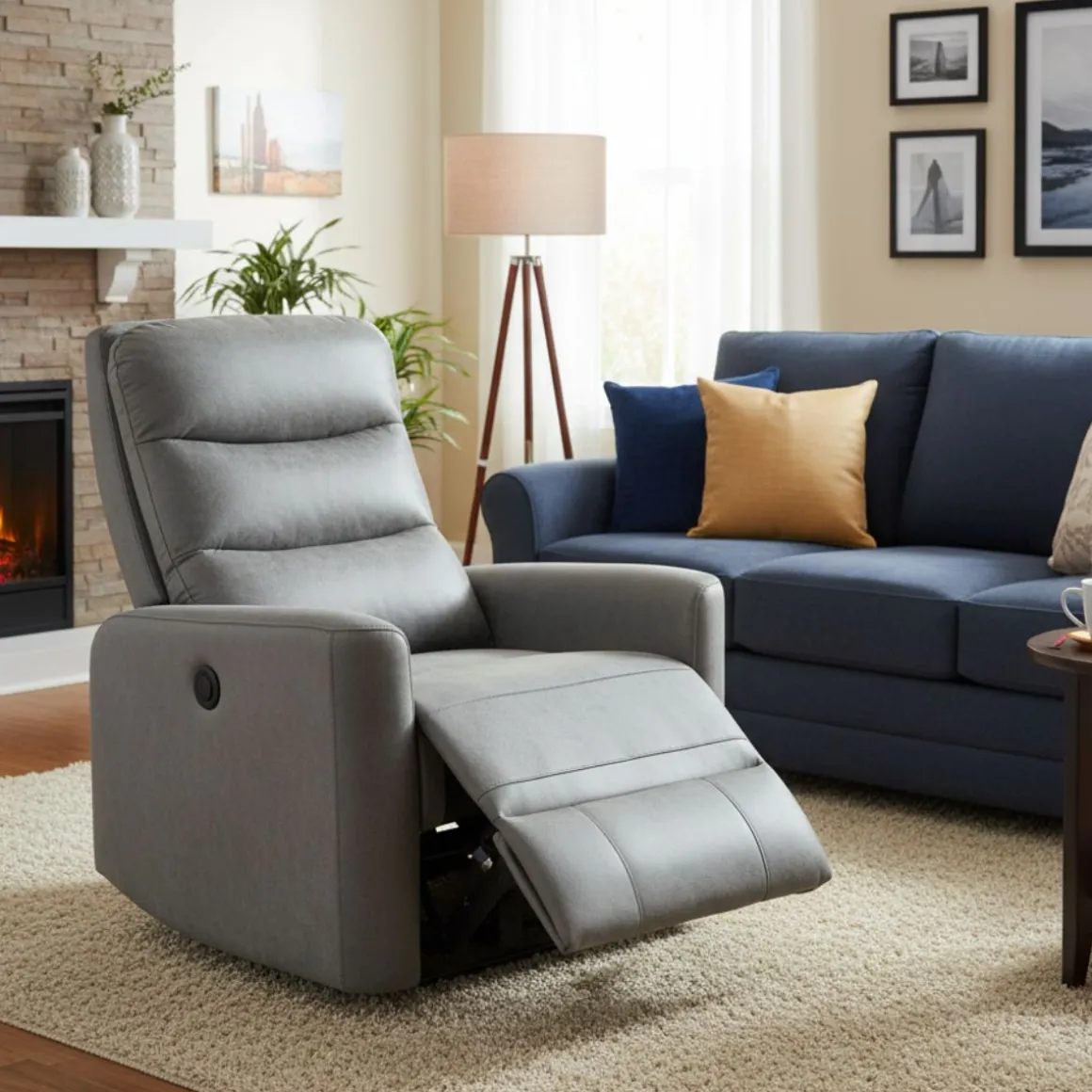 Sillón relax Cancún reclinable eléctrico cemento 103x78x93 cm