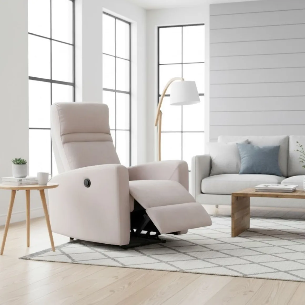 Sillón relax Condal eléctrico reclinable + reposapiés beige 103x78x93 cm