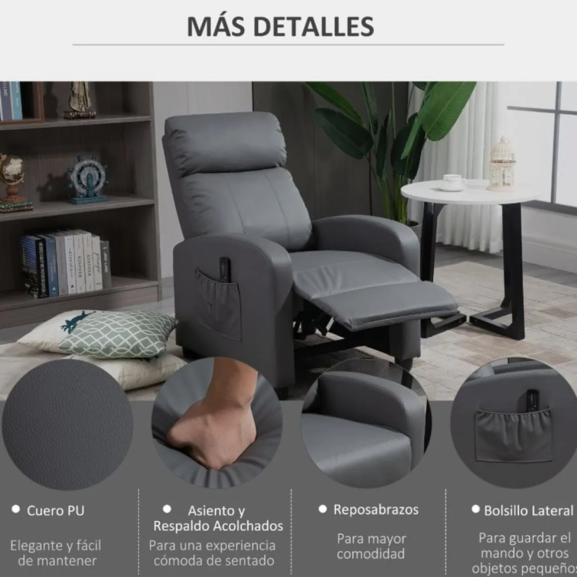 Sillón relax de masaje Homcom eléctrico reclinable 98x68x88 cm