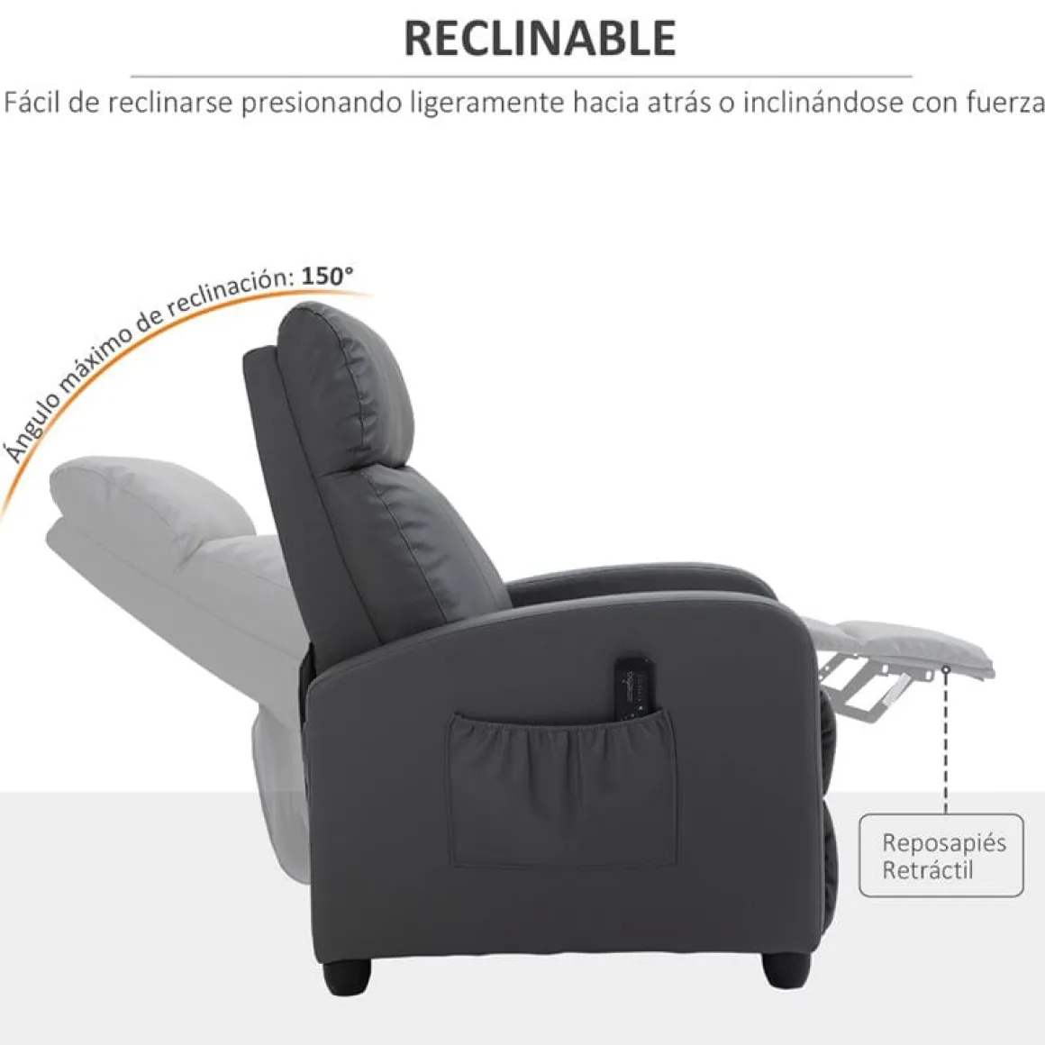 Sillón relax de masaje Homcom eléctrico reclinable 98x68x88 cm