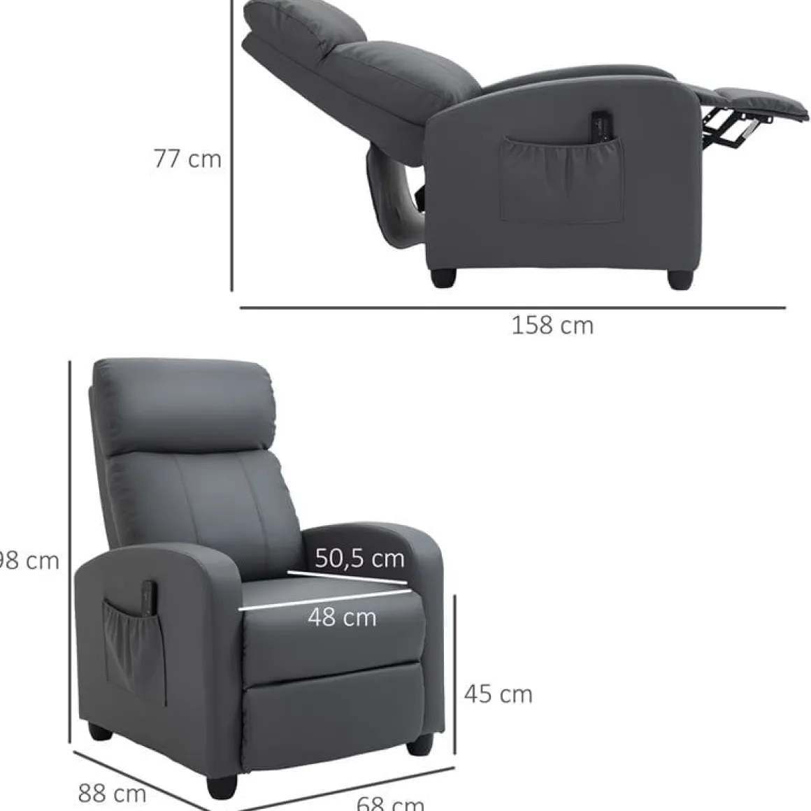 Sillón relax de masaje Homcom eléctrico reclinable 98x68x88 cm