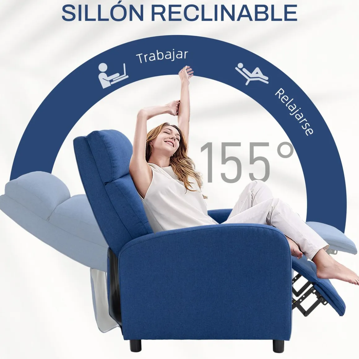 Sillón relax Gorrión Homcom reclinable con reposapiés 98x67x87 cm