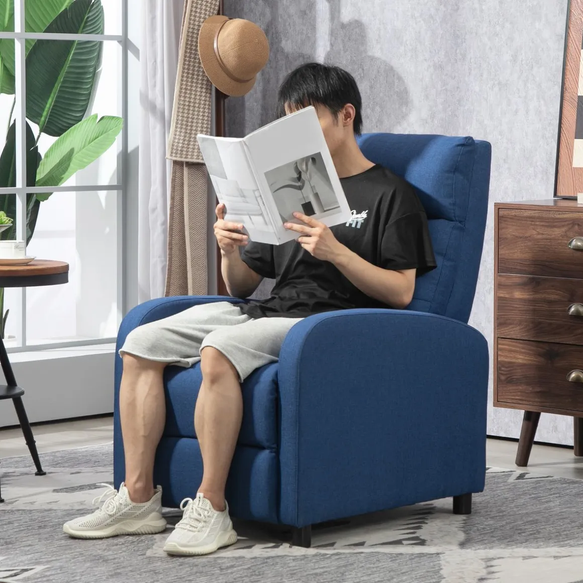 Sillón relax Gorrión Homcom reclinable con reposapiés 98x67x87 cm