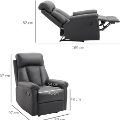 Sillón relax Homcom apertura manual negro 107x80x97 cm