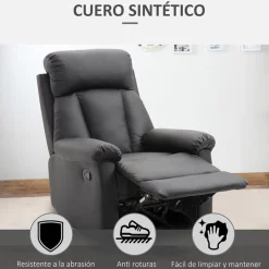 Sillón relax Homcom apertura manual negro 107x80x97 cm
