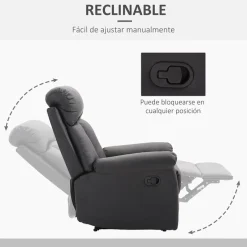 Sillón relax Homcom apertura manual negro 107x80x97 cm