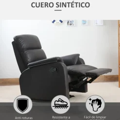 Sillón relax Homcom apertura manual marrón oscuro 99x75x92 cm