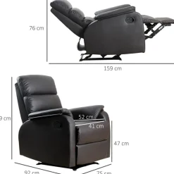 Sillón relax Homcom apertura manual marrón oscuro 99x75x92 cm