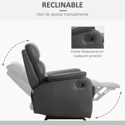 Sillón relax Homcom apertura manual marrón oscuro 99x75x92 cm