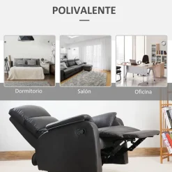 Sillón relax Homcom apertura manual marrón oscuro 99x75x92 cm
