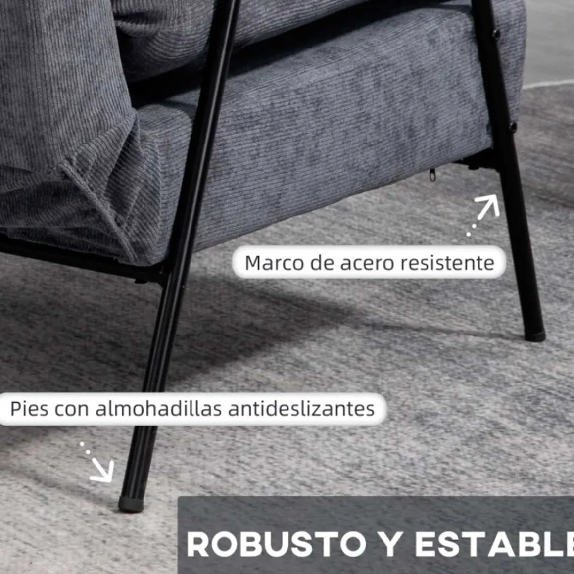 Sillón relax Homcom con reposapiés y respaldo ajustable tapizado pana 88x68x91,5 cm