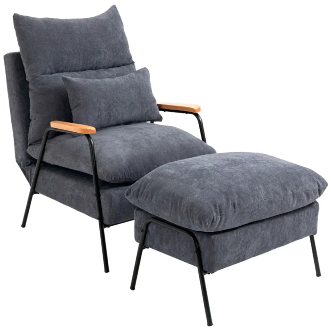 Sillón relax Homcom con reposapiés y respaldo ajustable tapizado pana 88x68x91,5 cm