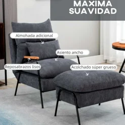 Sillón relax Homcom con reposapiés y respaldo ajustable tapizado pana 88x68x91,5 cm