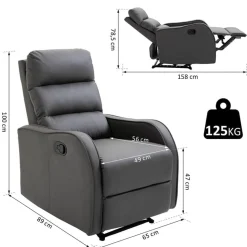 Sillón relax Homcom reclinación manual+reposapiés retráctil 100x65x89 cm