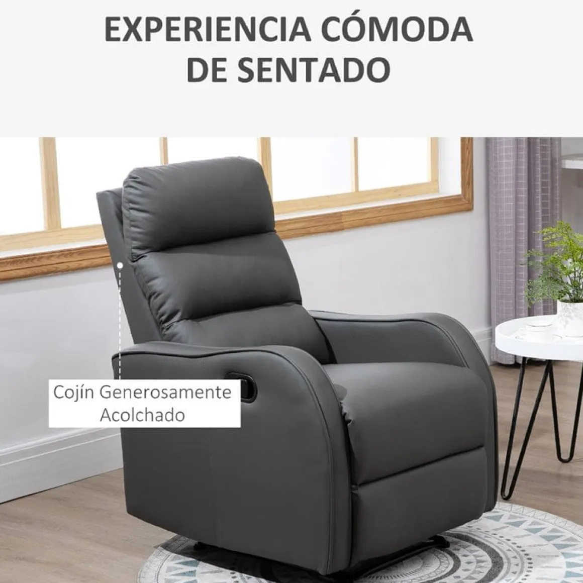 Sillón relax Homcom reclinación manual+reposapiés retráctil 100x65x89 cm