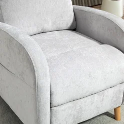 Sillón relax Leo Homcom reclinación manual + reposapiés retráctil gris 106x68x90 cm