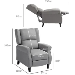 Sillón relax Petite Homcom reclinable gris 102x77x88 cm