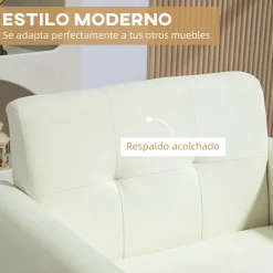 Sillón Sere Homcom asiento acolchado + reposabrazos crema 75x78x70 cm