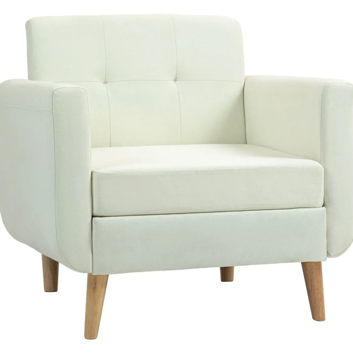 Sillón Sere Homcom asiento acolchado + reposabrazos crema 75x78x70 cm