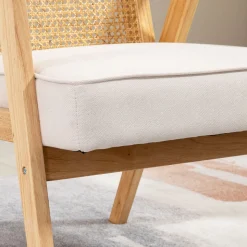 Sillón Topacio Homcom respaldo ratán natural/beige 78x63x69 cm