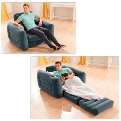 Sillón-cama hinchable Intex con válvula 2 en 1 gris 66x117x224 cm