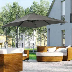 Sobrilla de jardín Outsunny con manivela y poste giratorio gris Ø2,45 m