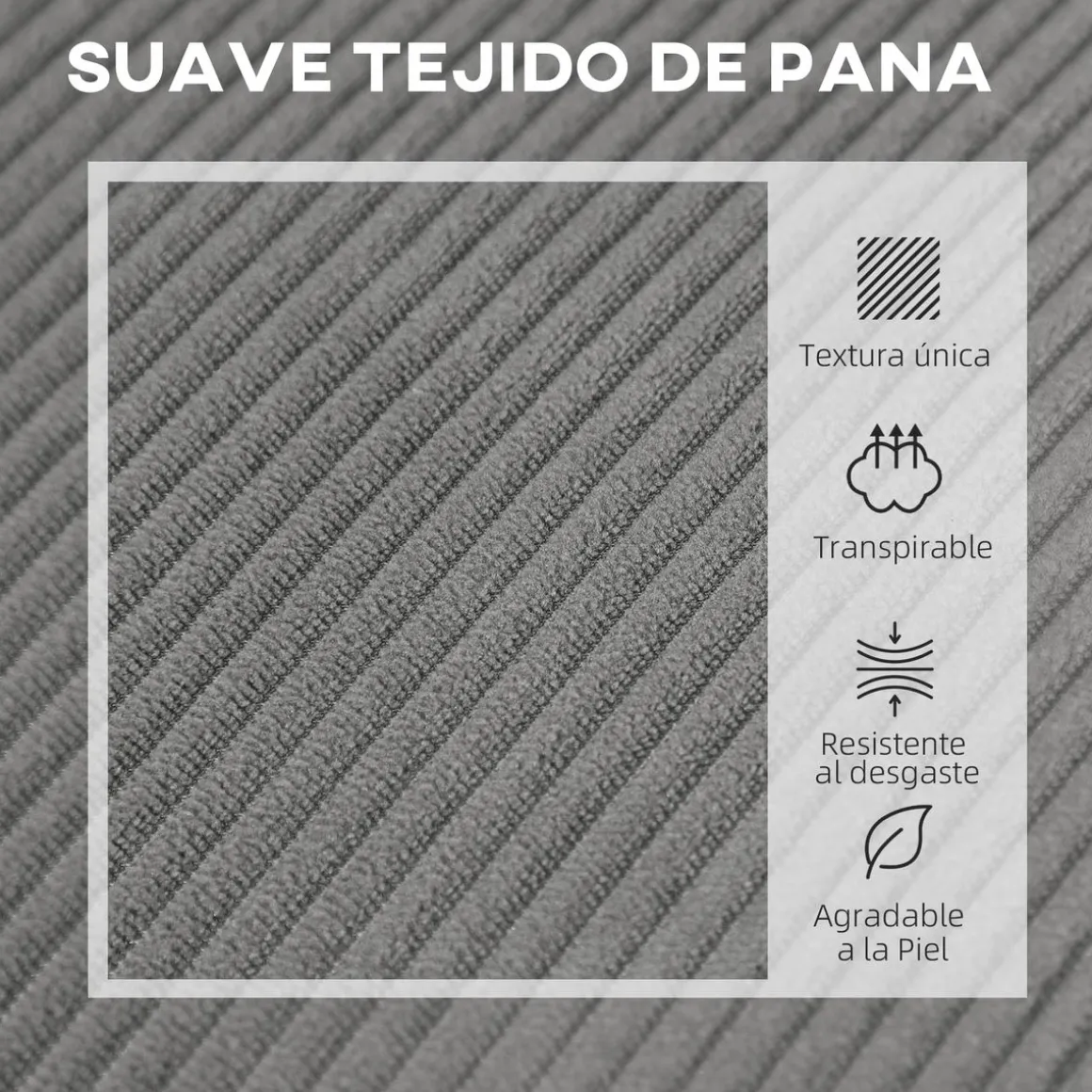 Sofá Ambar Homcom 2 plazas con 2 puertos de carga USB-C 85x110x60 cm
