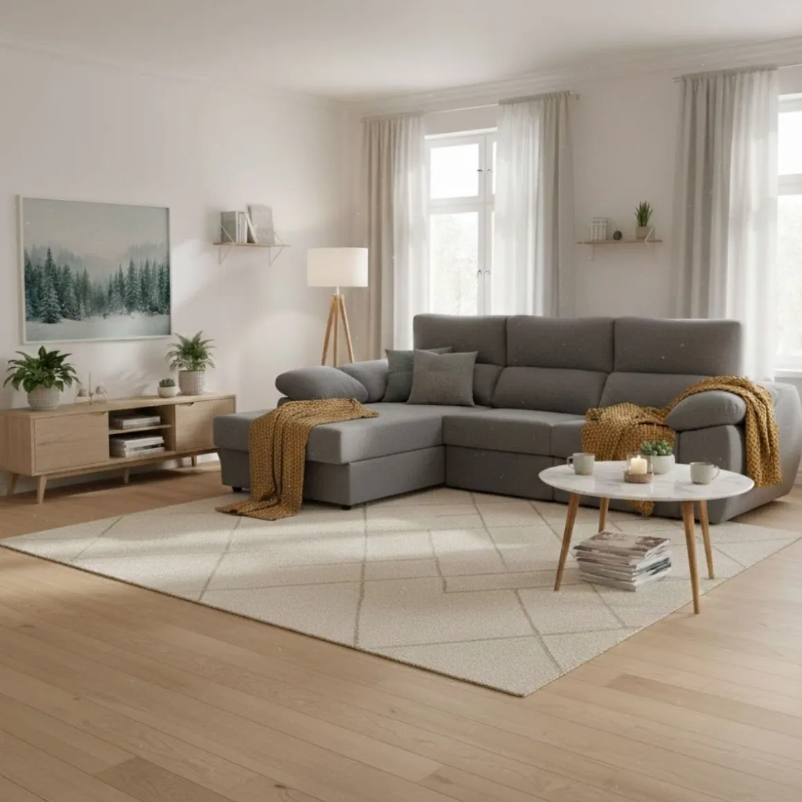 Sofá cama chaiselongue Distinción 3 plazas deslizante y reclinable 90x275x165 cm