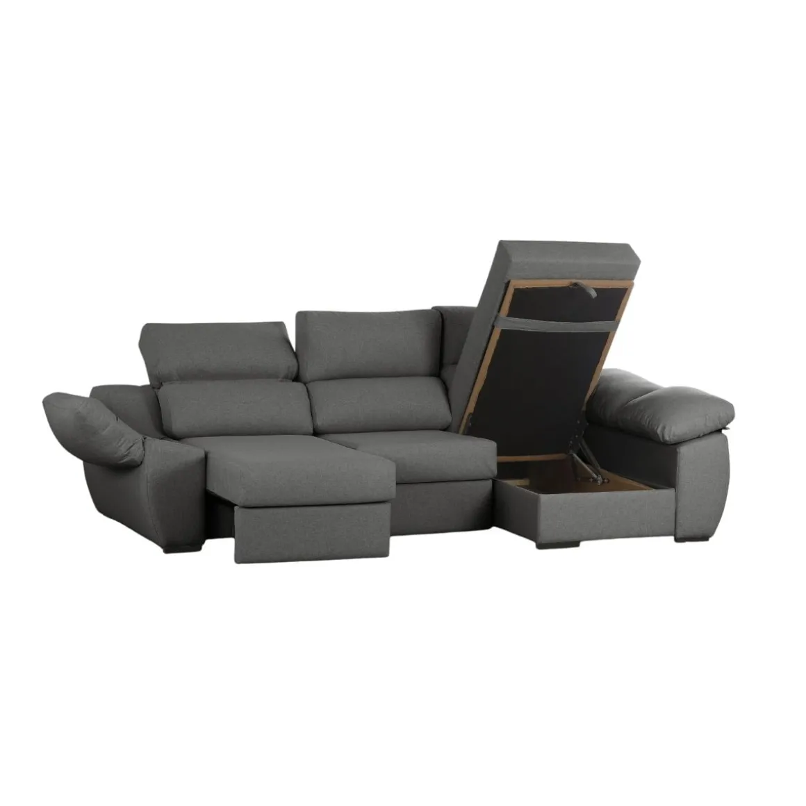 Sofá cama chaiselongue Distinción 3 plazas deslizante y reclinable 90x275x165 cm