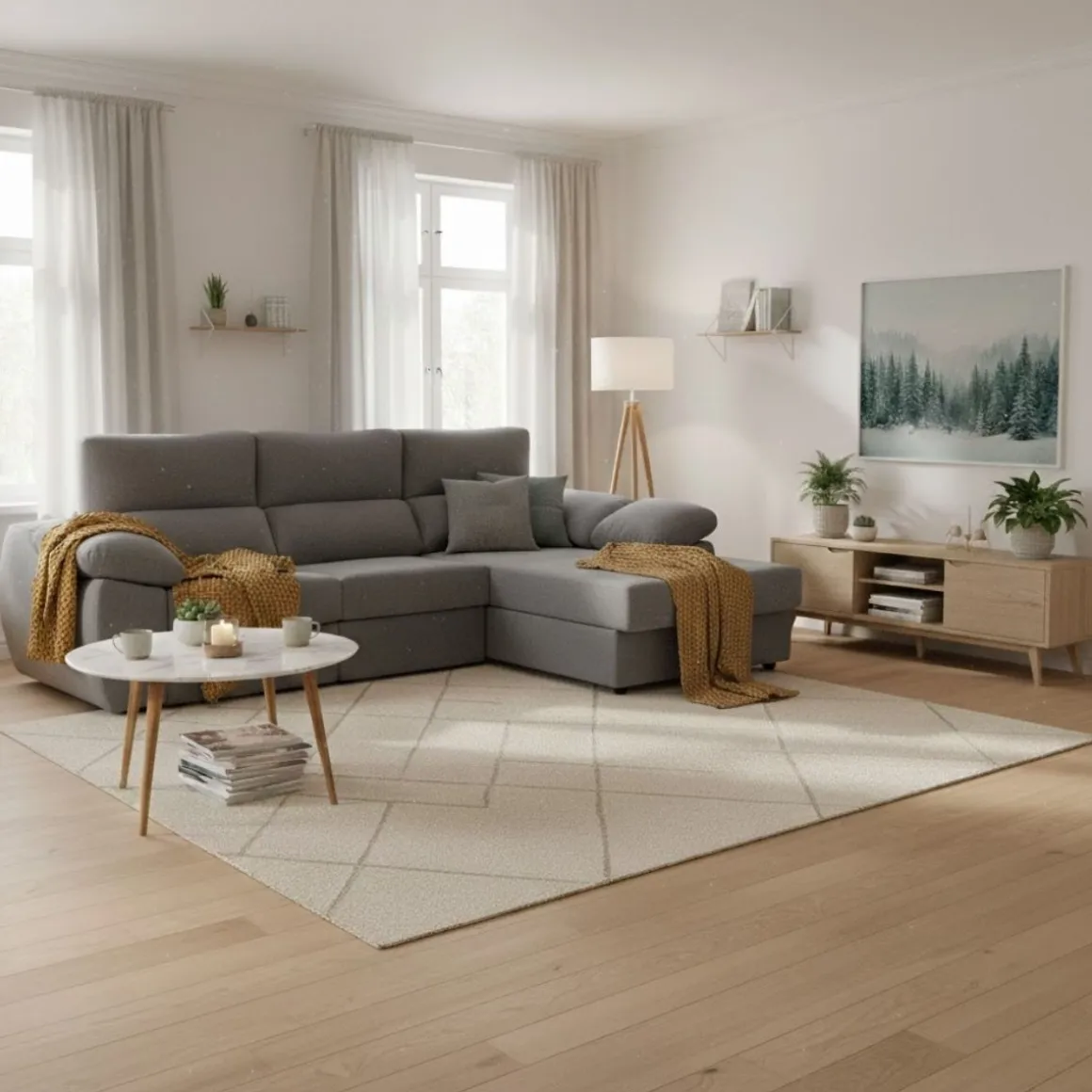 Sofá cama chaiselongue Distinción 3 plazas deslizante y reclinable 90x275x165 cm